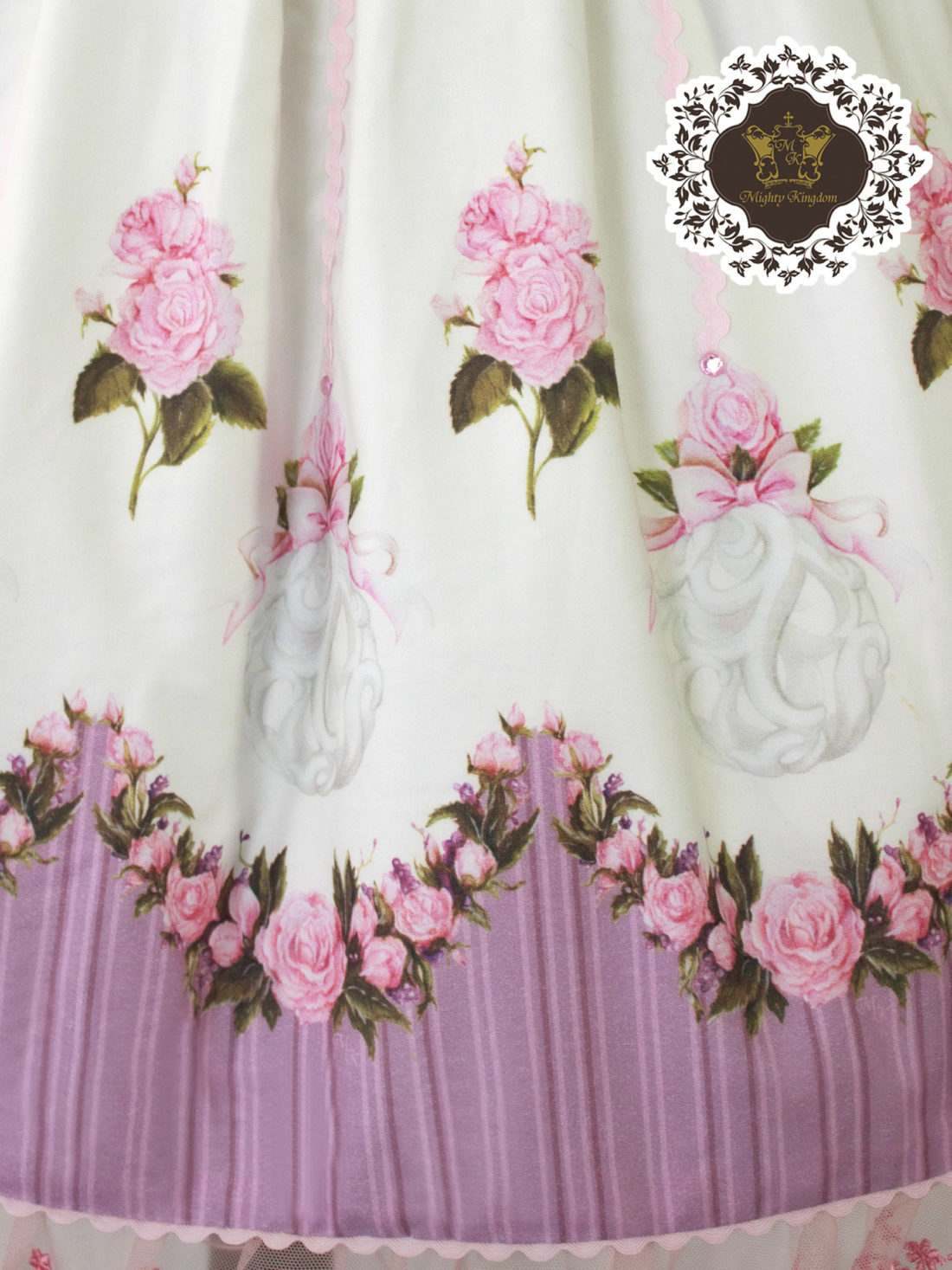 Lolita Dress - Rose Garden white Print detail